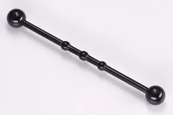Painful Pleasures Anal 14g 15 Black Ripple Industrial Barbell