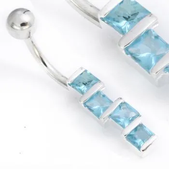 Painful Pleasures Anal 14g 38 Sterling Silver STAGE Squares Belly Jewelry
