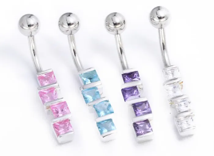 Painful Pleasures Anal 14g 38 Sterling Silver STAGE Squares Belly Jewelry