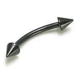 Painful Pleasures Anal 14g Titanium Black Bent Barbell with Cones