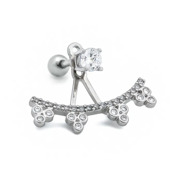 Painful Pleasures Anal 16g 14 Crystal Clusters Rhodium Plated Cartilage Earring
