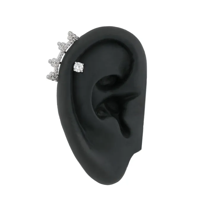 Painful Pleasures Anal 16g 14 Crystal Clusters Rhodium Plated Cartilage Earring