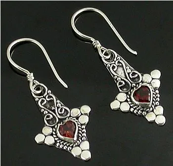 Painful Pleasures Anal Bali Heart Indonesian Style Sterling Silver Earrings