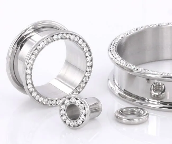 Painful Pleasures Anal Crystal CZ Stones Threaded Tunnel 4mm 46mm Price Per 1