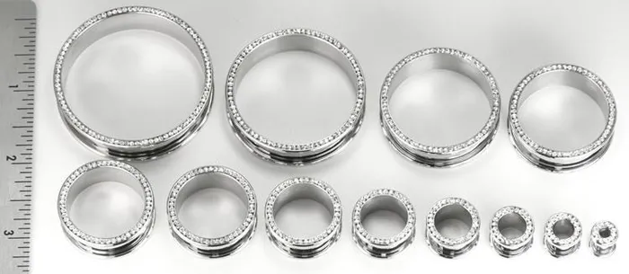 Painful Pleasures Anal Crystal CZ Stones Threaded Tunnel 4mm 46mm Price Per 1