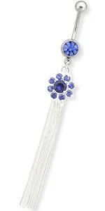 Painful Pleasures Male Sex Toys 14g 716 Jewel Flower Charm Silver Stranded Belly Button Ring Painful Pleasures Male Sex Toys 14g 716 Jewel Flower Charm Silver Stranded Belly Button Ring