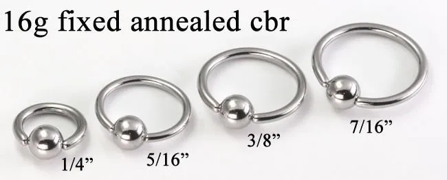 Painful Pleasures Male Sex Toys 16g Fixed Bead Stainless Steel Ring Annealed