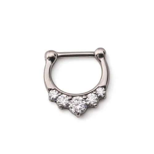 Painful Pleasures Male Sex Toys 16g Steel Septum Clicker with Five Crystals Price Per 1 Painful Pleasures Male Sex Toys 16g Steel Septum Clicker with Five Crystals Price Per 1