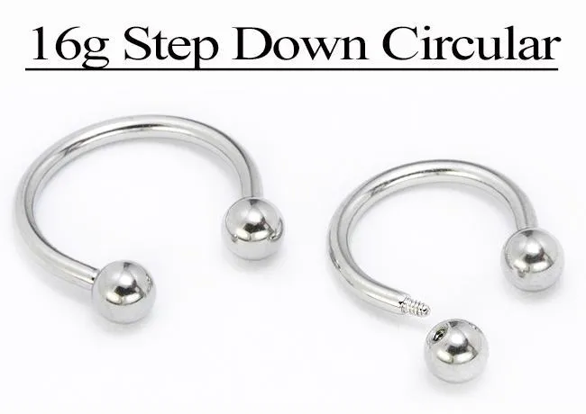 Painful Pleasures Vibrators 16g EZ Piercing Circular Barbell StepDown Threaded