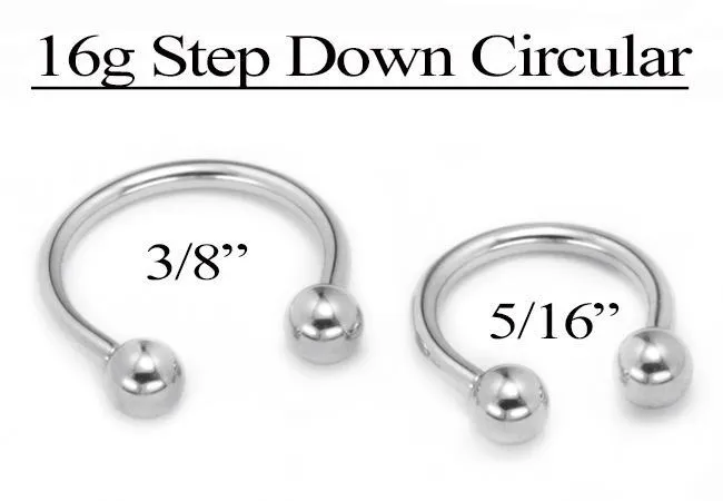 Painful Pleasures Vibrators 16g EZ Piercing Circular Barbell StepDown Threaded
