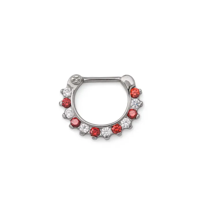 Painful Pleasures Vibrators 16g Red and White Peppermint CrystalLaced Septum Clicker