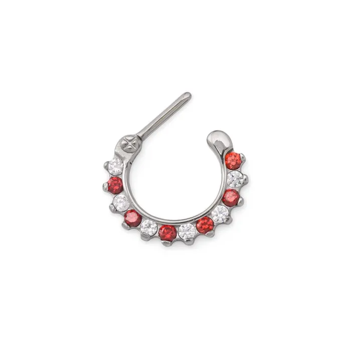 Painful Pleasures Vibrators 16g Red and White Peppermint CrystalLaced Septum Clicker