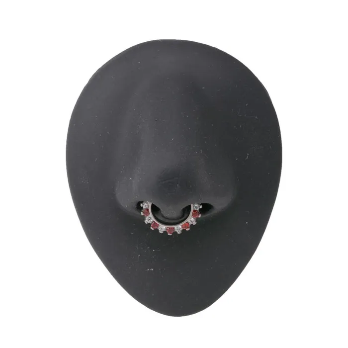 Painful Pleasures Vibrators 16g Red and White Peppermint CrystalLaced Septum Clicker