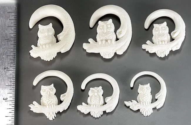 PERCHING OWLS Natural Bone CARVED Organic Body Jewelry 2mm 8mm Price Per 2 Elementals Organics Female Sex Toys