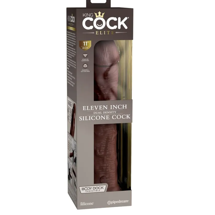 Pipedream Products Dildos King Cock Elite 11 Silicone Dual Density Dildo Chocolate