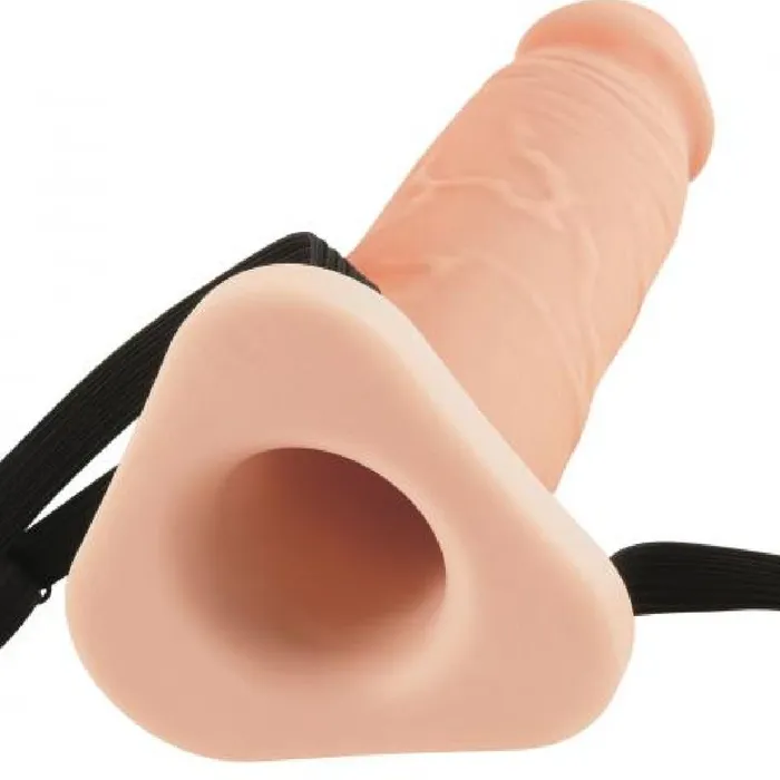 Pipedream Products Fantasy Xtensions 8 Inch Silicone Hollow StrapOn Penis Extension Vanilla Male Sex Toys