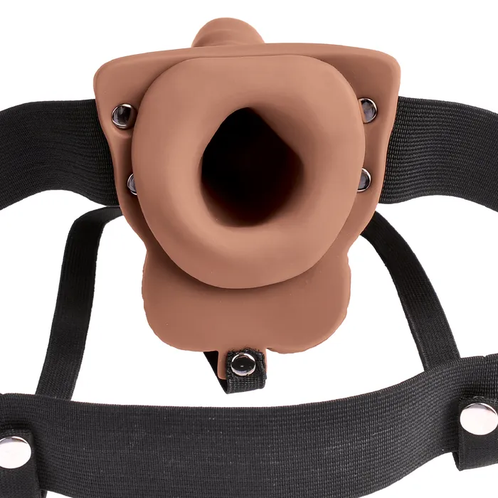 Pipedream Products Female Sex Toys Fetish Fantasy Vibrating 6 Inch Hollow Dildo wBalls Strapon Harness Caramel