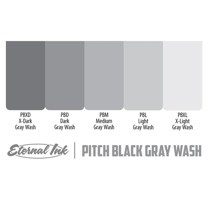 Pitch Black Gray Wash Set of 5 Eternal Ink Pick Size Eternal Anal