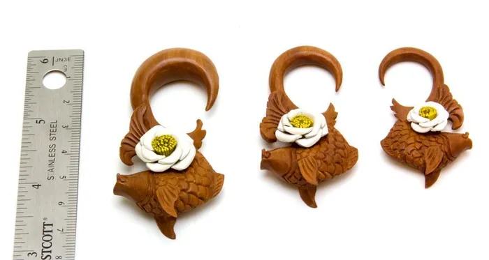 Restraints Elementals Organics She Koi with Painted Leather Flower Saba Wood Hanger Price Per 2 Restraints Elementals Organics She Koi with Painted Leather Flower Saba Wood Hanger Price Per 2