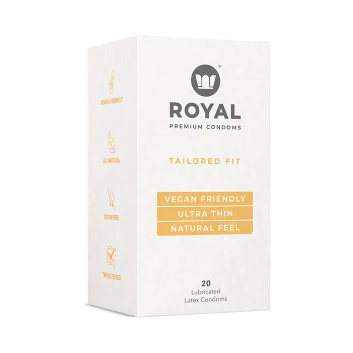 Royal Condom Female Sex Toys Royal Condom Tailored Fit Vegan Condoms 20Pack