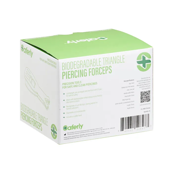 Saferly Anal Saferly Triangle Biodegradable Piercing Forceps Box of 25