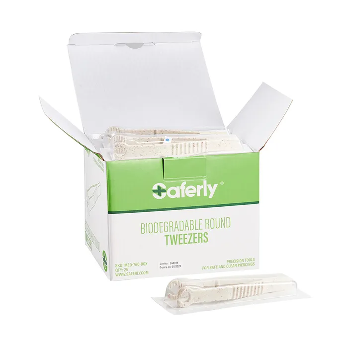 Saferly Saferly Medical Biodegradable Sterilized Round Tip Tweezers Box of 25 Anal