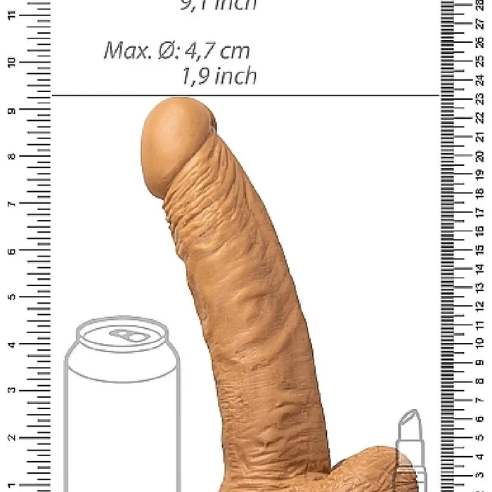 Shots Female Sex Toys Realrock 7 Inch Hollow Dildo with Balls Strapon Harness Caramel