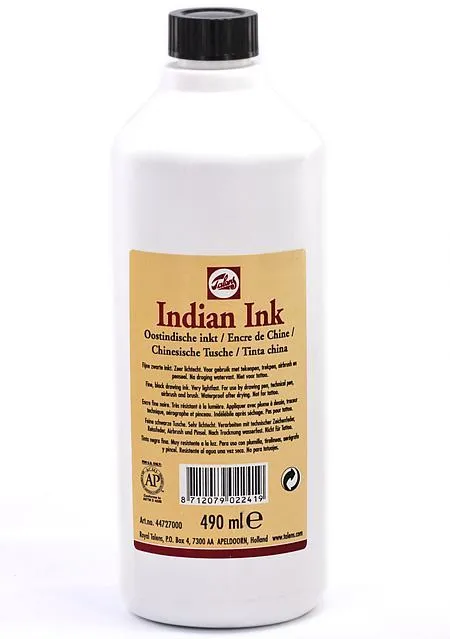 Talens Black Indian Drawing Ink 490mL Bottle Talens Anal