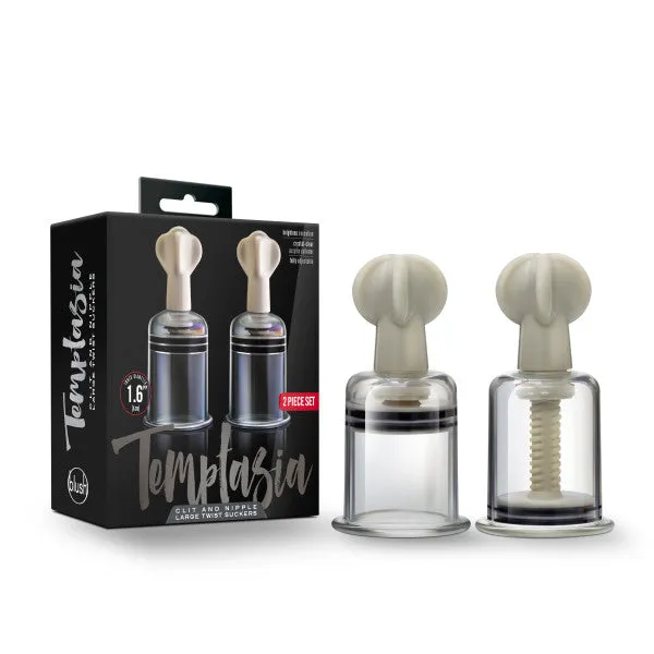Temptasia Large Clit Nipple Twist Suckers Set Of 2 Clear Blush Anal