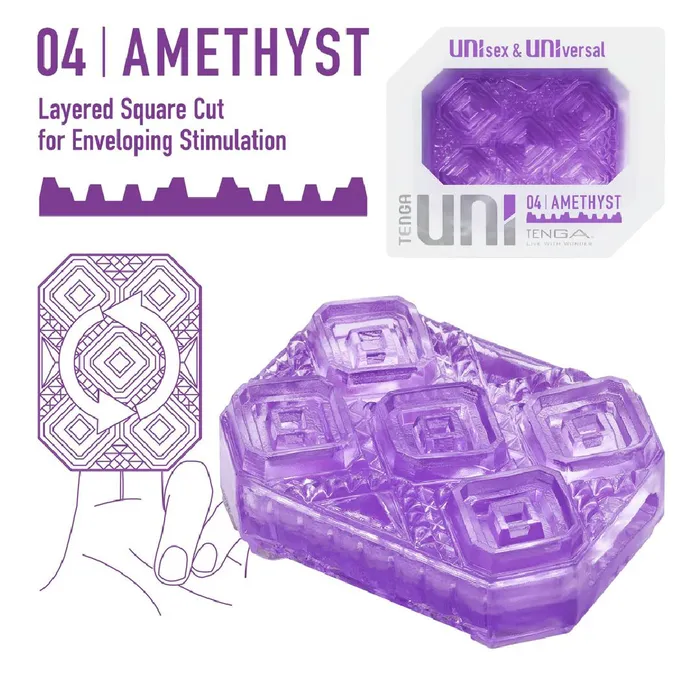 Tenga Uni Amethyst Textured Finger Sleeve for Stroking and Clit Massage Tenga Male Sex Toys