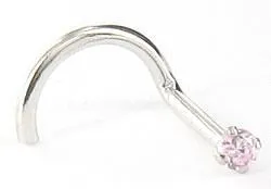 Tilum 20g 14kt White Gold 15mm CZPink Jewel Nose SCREW Tilum Vibrators