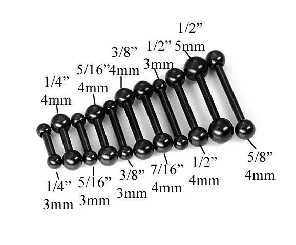 Tilum Anal Tilum 14g Internally Threaded PVD Black Titanium Straight Barbell Price Per 1