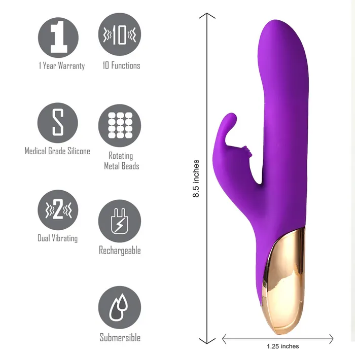 Vibrators Maia Toys Maia Toys Karlin USB Rechargeable 104 Function Rabbit Vibrator PURPLE