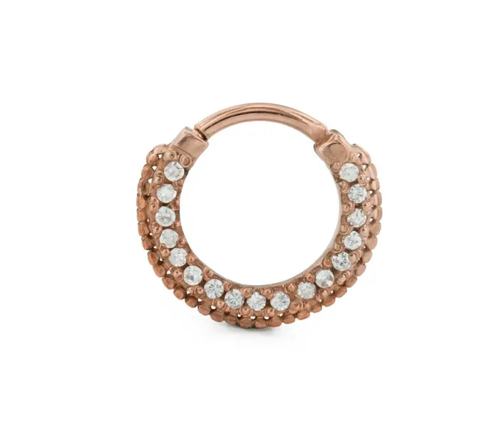Vibrators Painful Pleasures 16g Rose Gold Plated Beaded and Jeweled Septum Clicker Vibrators Painful Pleasures 16g Rose Gold Plated Beaded and Jeweled Septum Clicker