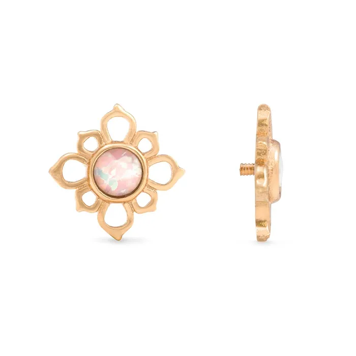 Vibrators Tilum Tilum 18g16g Internally Threaded Yellow Gold Cruciform Flower Top White Opal Center Price Per 1 Vibrators Tilum Tilum 18g16g Internally Threaded Yellow Gold Cruciform Flower Top White Opal Center Price Per 1