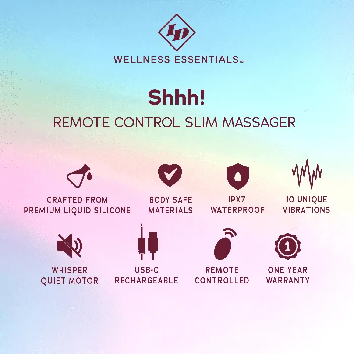 Westridge Laboratories Inc Anal ID Wellness Essentials Shhh Remote Control Slim Massager Blue