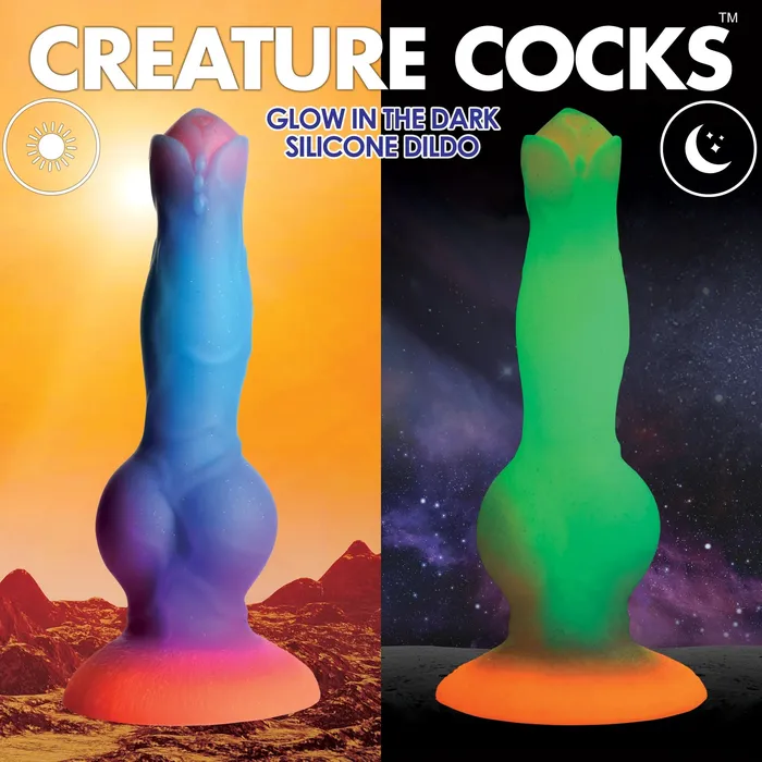 XR Brands Dildos Space Cock GlowInTheDark Silicone Canine Alien Dildo