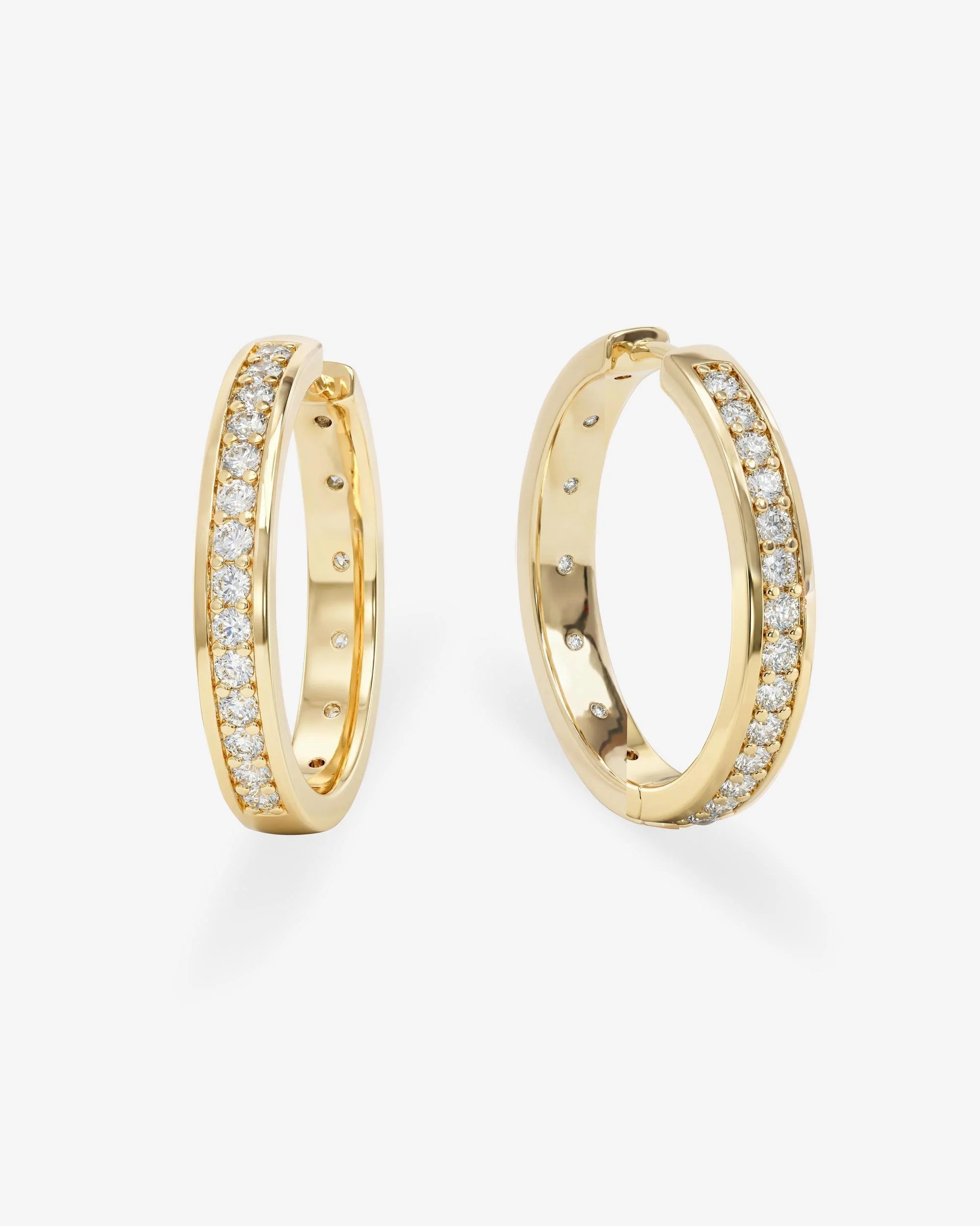 Ashley Infinity Reversible Hoops 1" - Gold|White Diamondettes