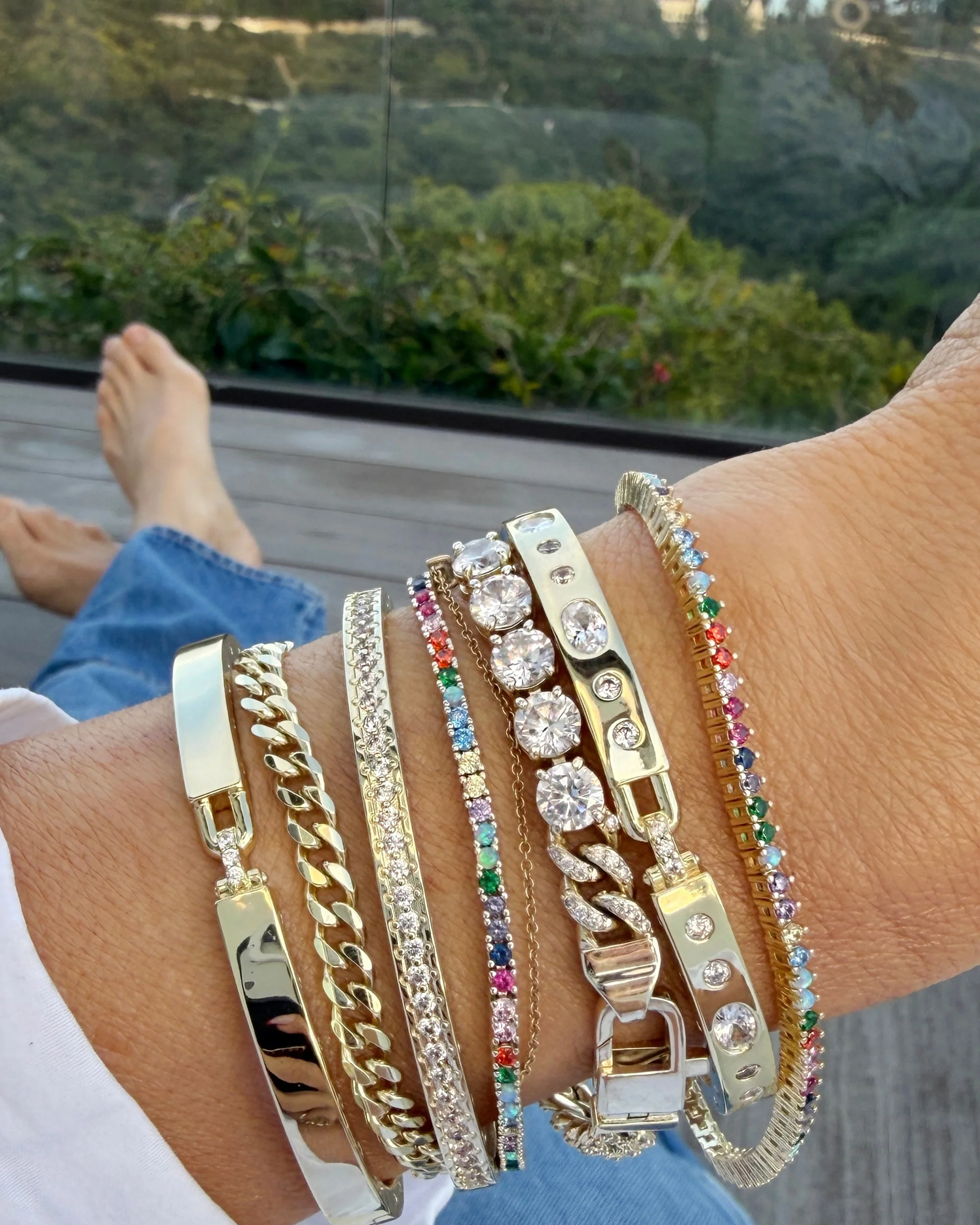 Not Your Basic Tennis Bracelet 2mm - Gold|Multi Stone - Image 5