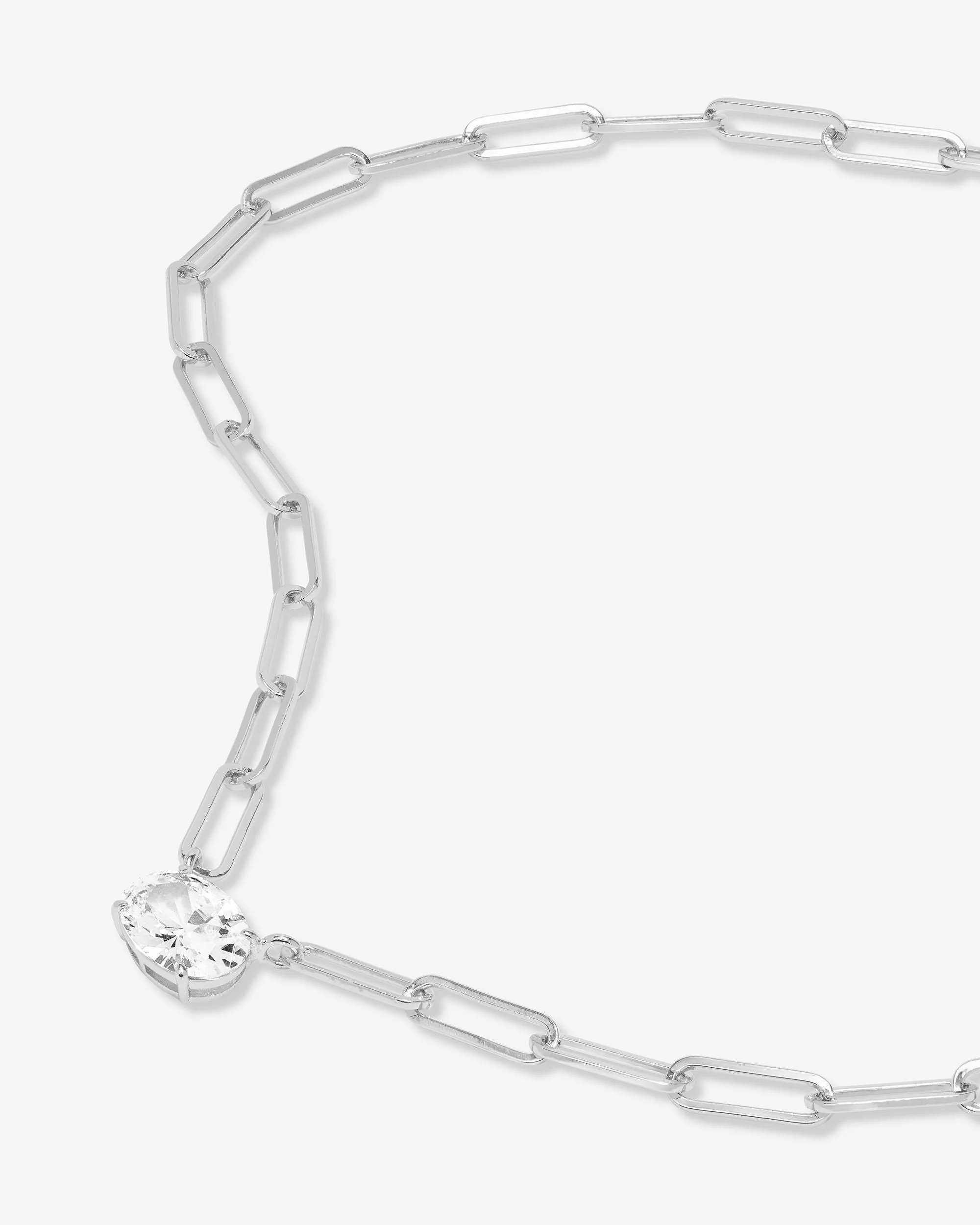 Hello Gorgeous Samantha Chain Necklace - Silver|White Diamondettes - Image 3