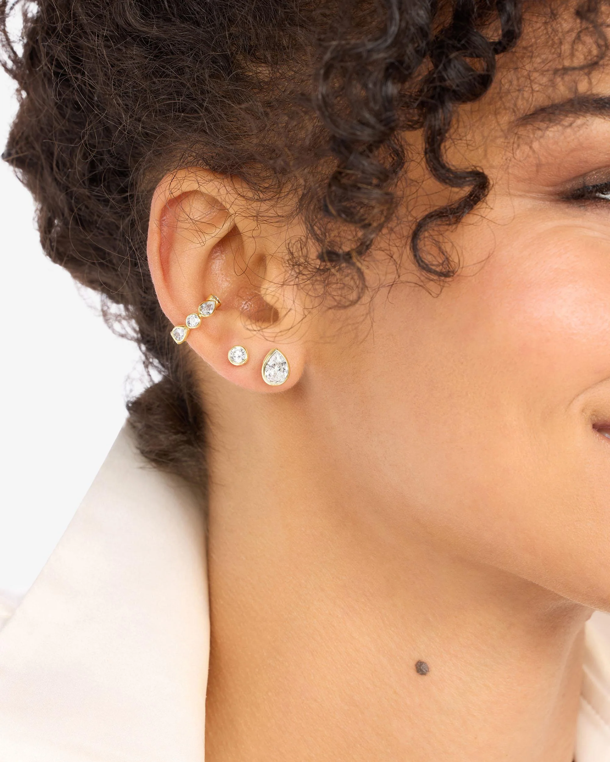 Isla Ear Cuff - Gold|White Diamondettes - Image 2