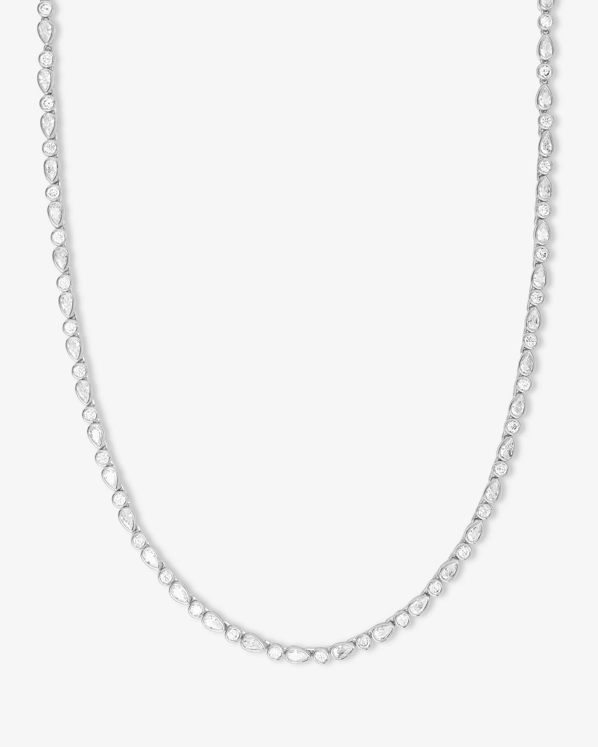 Isla Tennis Necklace 3mm - Silver|White Diamondettes