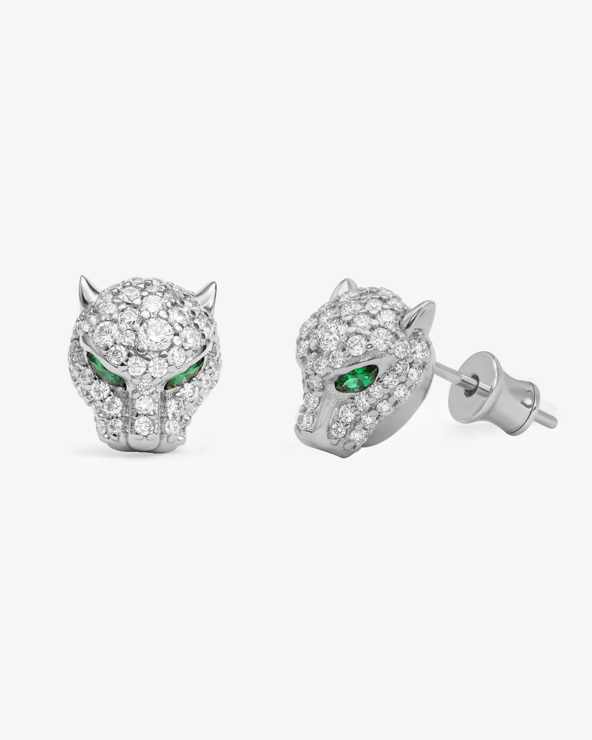 Jaguar Pavé Studs - Silver|White Diamondettes