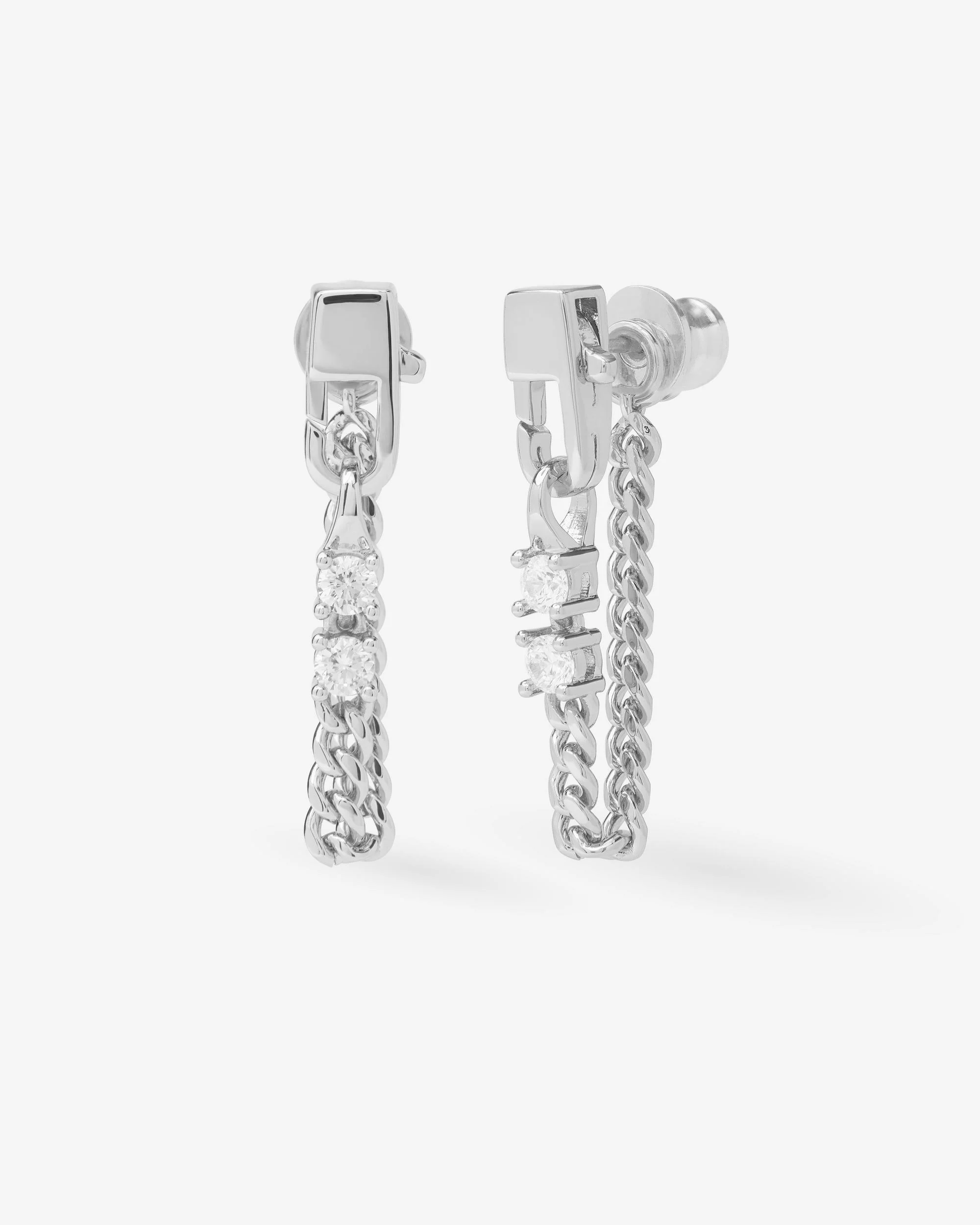 Julian Loves Diamonds 3mm Soft Hoops - Silver|White Diamondettes