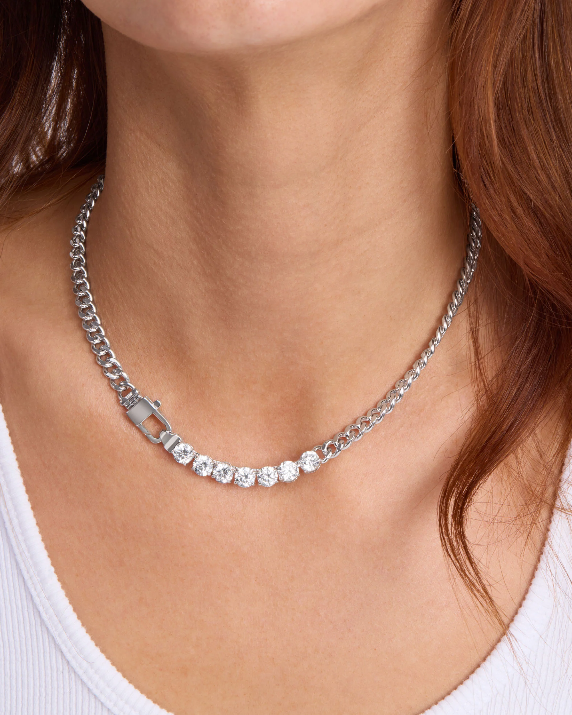 Julian Loves Diamonds Necklace 6.8mm - Silver|White Diamondettes - Image 2