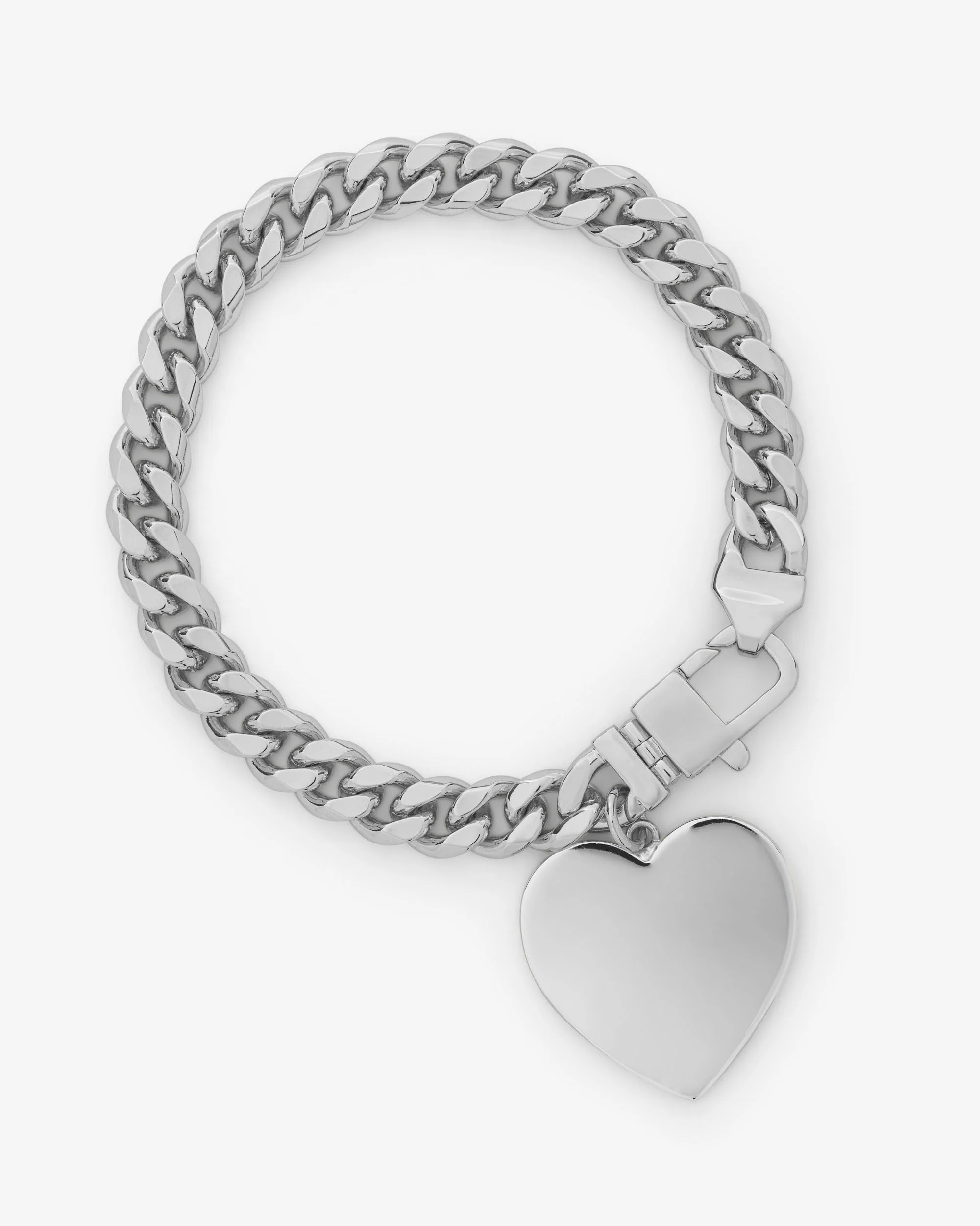 Julian XL Heart Cuban Chain Bracelet 6.8mm - Silver