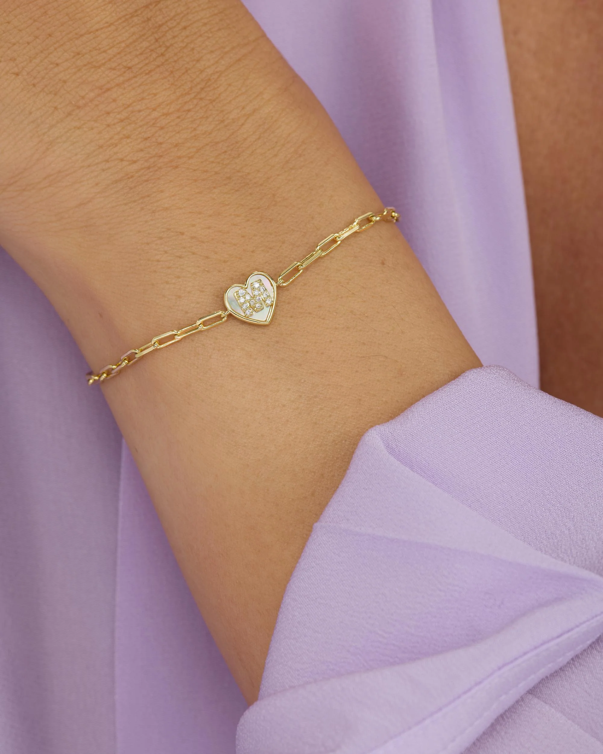 Love Letters Heart Bracelet - Gold|White Diamondettes - Image 27