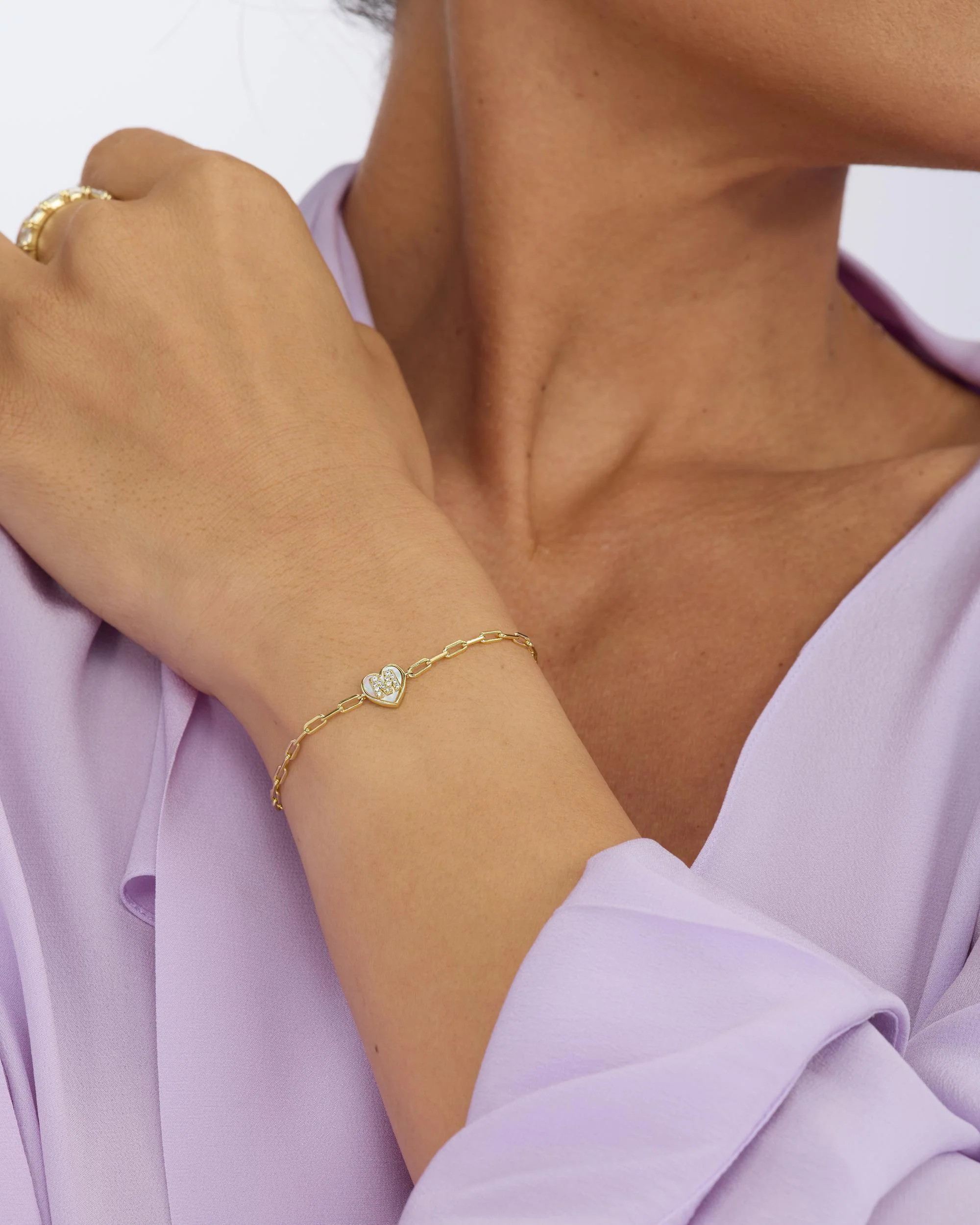 Love Letters Heart Bracelet - Gold|White Diamondettes - Image 54