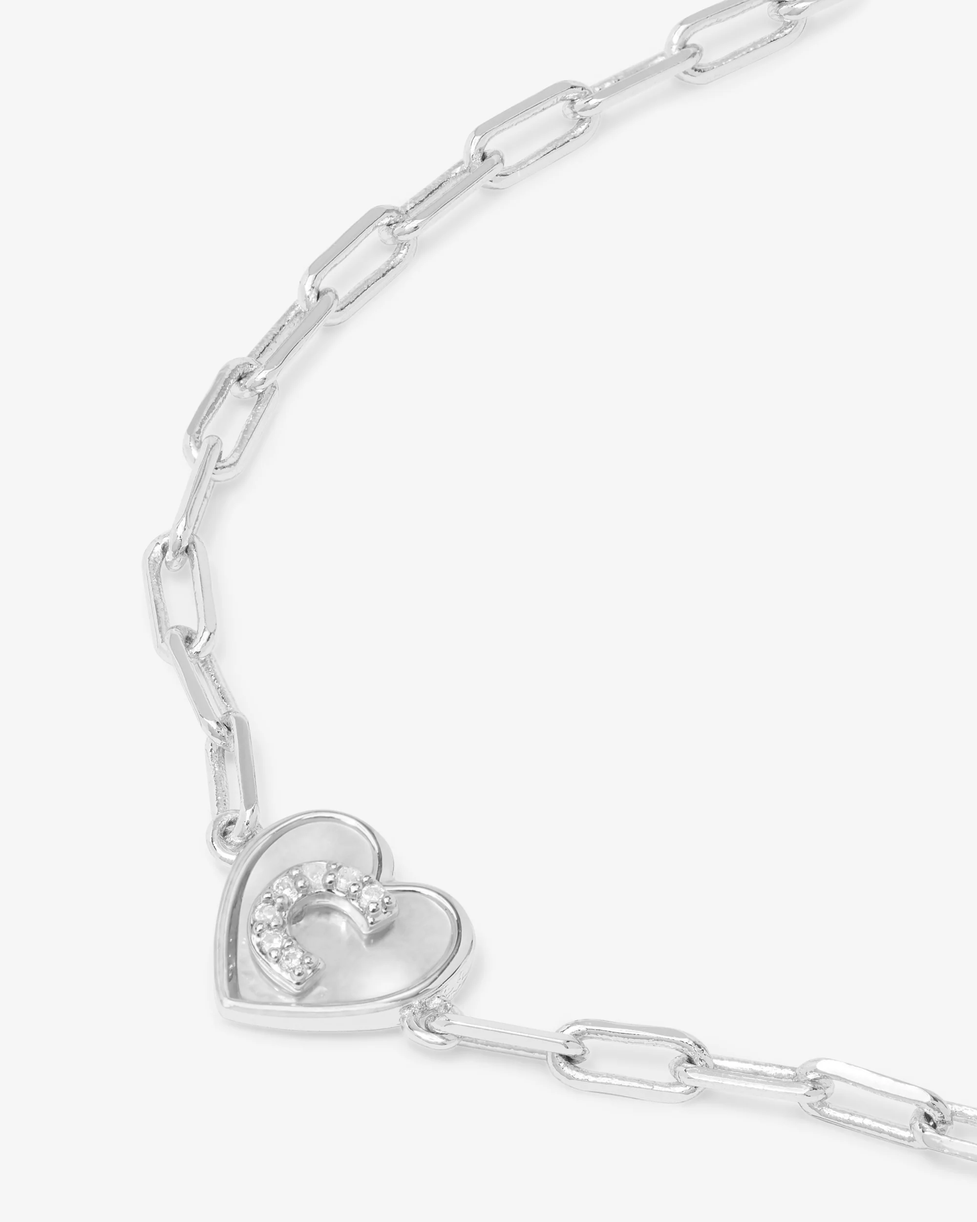 Love Letters Heart Bracelet - Silver|White Diamondettes - Image 30