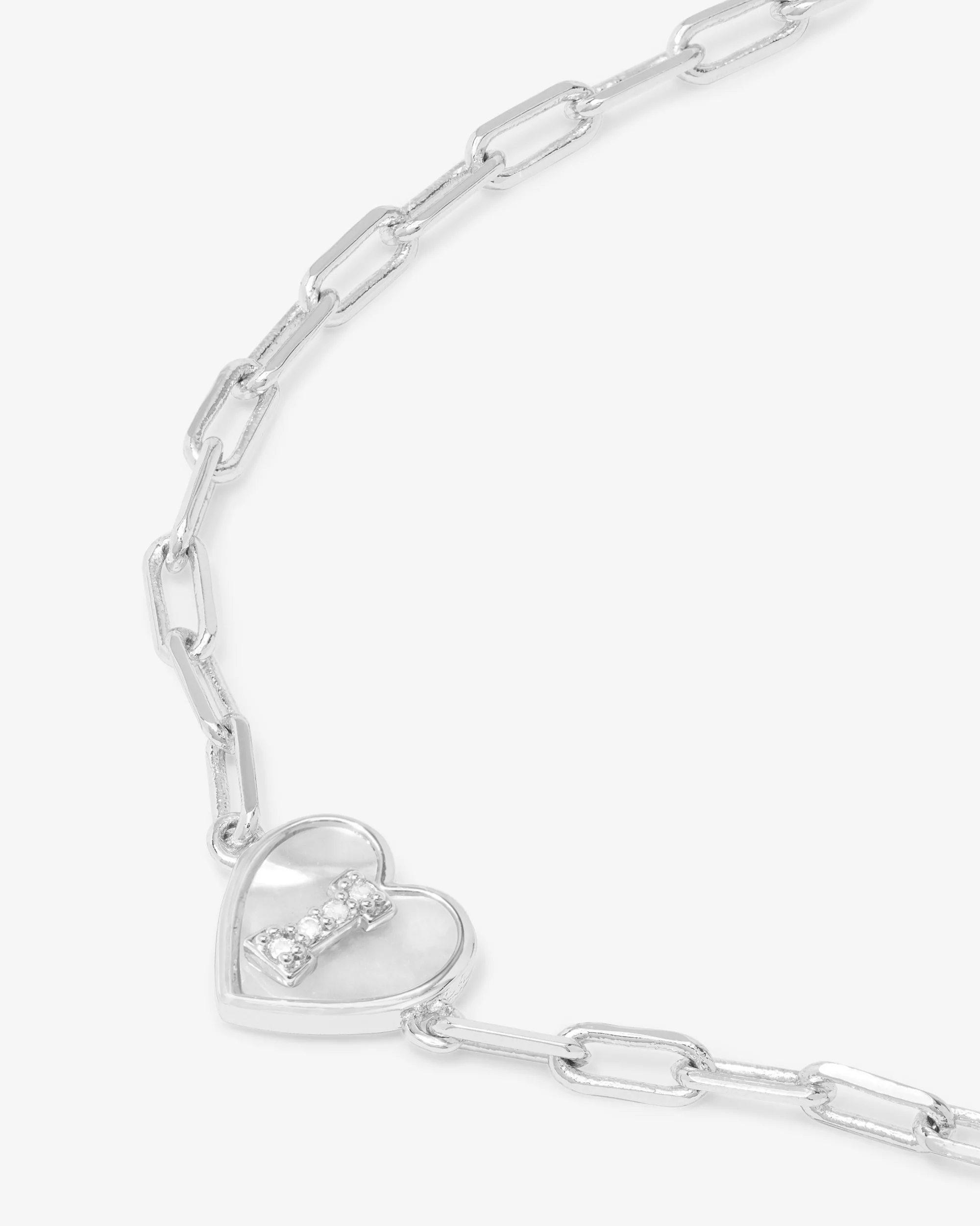 Love Letters Heart Bracelet - Silver|White Diamondettes - Image 36